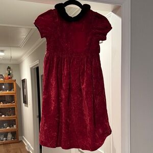 Gymboree Red Velvet Dress with Black Collar